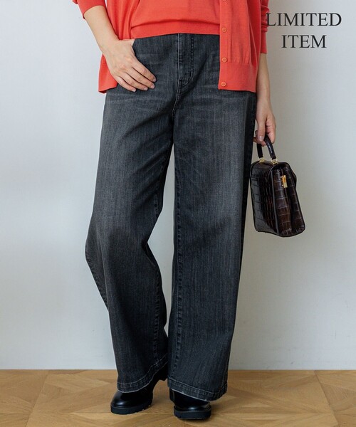23区 L(ニジュウサンクオオキイサイズ)の「【Lサイズ限定】23区DENIM ストレッチ ワイド パンツ(デニムパンツ・レディース・ダルブルー系/ネイビー系/グレー系・44/46/48/50)」の2枚目の写真