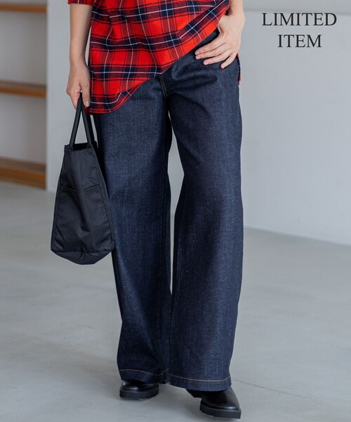 23区 L(ニジュウサンクオオキイサイズ)の「【Lサイズ限定】23区DENIM ストレッチ ワイド パンツ(デニムパンツ・レディース・ダルブルー系/ネイビー系/グレー系・44/46/48/50)」の3枚目の写真
