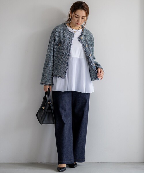 23区 L(ニジュウサンクオオキイサイズ)の「【Lサイズ限定】23区DENIM ストレッチ ワイド パンツ(デニムパンツ・レディース・ダルブルー系/ネイビー系/グレー系・44/46/48/50)」の13枚目の写真