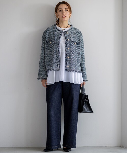 23区 L(ニジュウサンクオオキイサイズ)の「【Lサイズ限定】23区DENIM ストレッチ ワイド パンツ(デニムパンツ・レディース・ダルブルー系/ネイビー系/グレー系・44/46/48/50)」の14枚目の写真