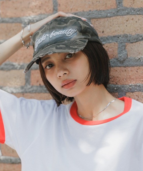 BLANK　（ブランク）の「Gender Beauty Embroidered Cap / ジェンダービューティー刺繍キャップ（キャップ・レディース・ブラック/グリーン系カモフラージュ/ホワイト/カモフラージュ・FREE）」の4枚目の写真