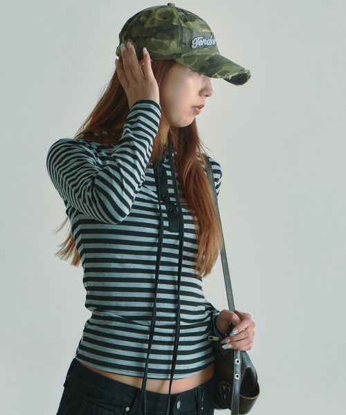 BLANK　（ブランク）の「Gender Beauty Embroidered Cap / ジェンダービューティー刺繍キャップ（キャップ・レディース・ブラック/グリーン系カモフラージュ/ホワイト/カモフラージュ・FREE）」の5枚目の写真