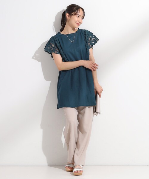 SHOO・LA・RUE(シューラルー)の「【S-LL】上品華やか お袖レースチュニックトップス(チュニック・レディース・チャコールグレー/ブラック/モスグリーン・04/03/02/01)」の11枚目の写真