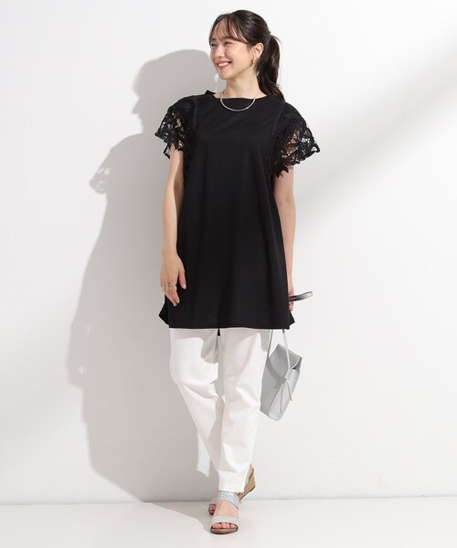 SHOO・LA・RUE(シューラルー)の「【S-LL】上品華やか お袖レースチュニックトップス(チュニック・レディース・チャコールグレー/ブラック/モスグリーン・04/03/02/01)」の15枚目の写真