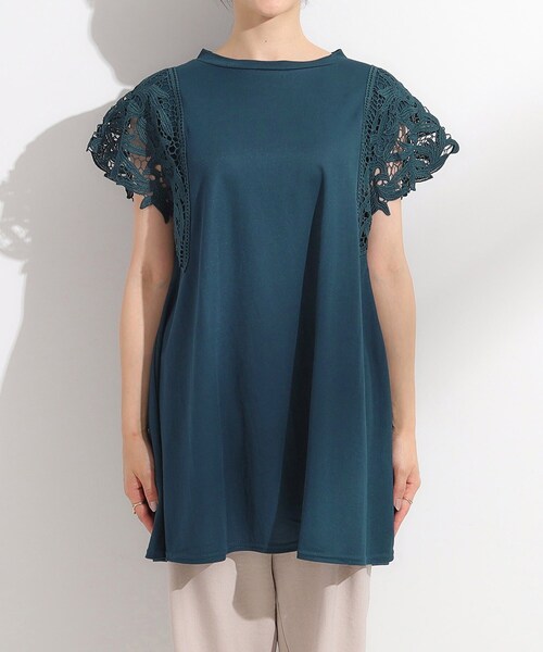 SHOO・LA・RUE(シューラルー)の「【S-LL】上品華やか お袖レースチュニックトップス(チュニック・レディース・チャコールグレー/ブラック/モスグリーン・04/03/02/01)」の17枚目の写真