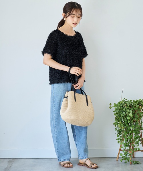 mil（ミル）の「チュールフリル シアークロップドトップス 【588110】（Tシャツ/カットソー・レディース・ブラック/アイボリー・XS/S）」の6枚目の写真