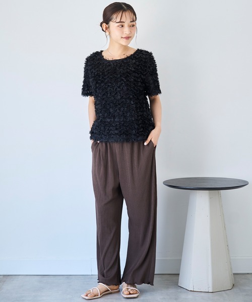 mil（ミル）の「チュールフリル シアークロップドトップス 【588110】（Tシャツ/カットソー・レディース・ブラック/アイボリー・XS/S）」の11枚目の写真