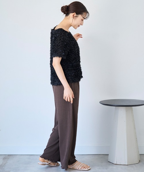 mil（ミル）の「チュールフリル シアークロップドトップス 【588110】（Tシャツ/カットソー・レディース・ブラック/アイボリー・XS/S）」の12枚目の写真