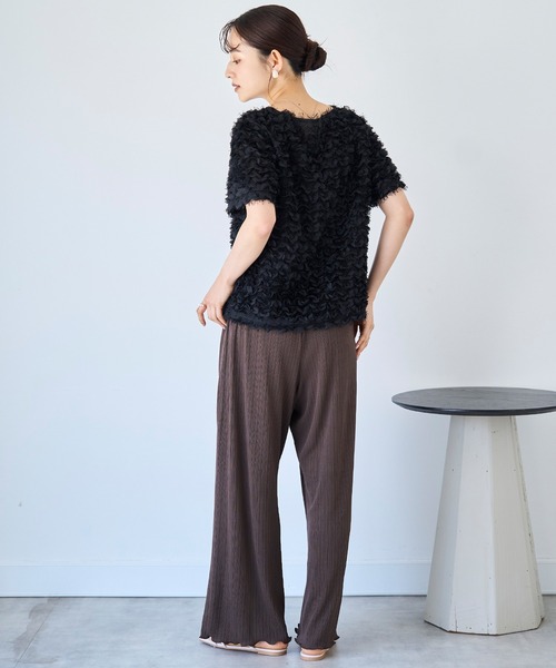 mil（ミル）の「チュールフリル シアークロップドトップス 【588110】（Tシャツ/カットソー・レディース・ブラック/アイボリー・XS/S）」の13枚目の写真