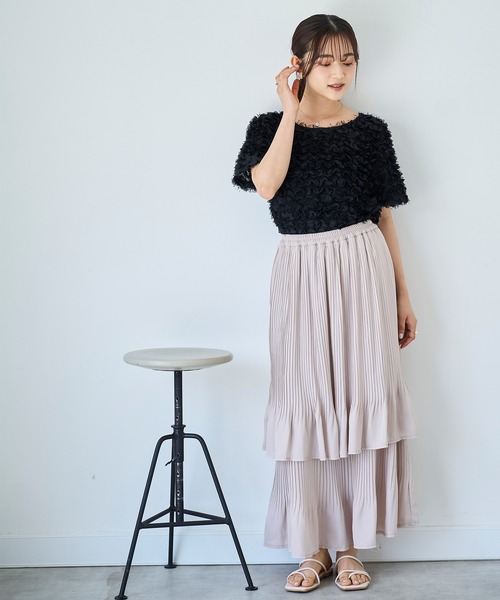mil（ミル）の「チュールフリル シアークロップドトップス 【588110】（Tシャツ/カットソー・レディース・ブラック/アイボリー・XS/S）」の16枚目の写真