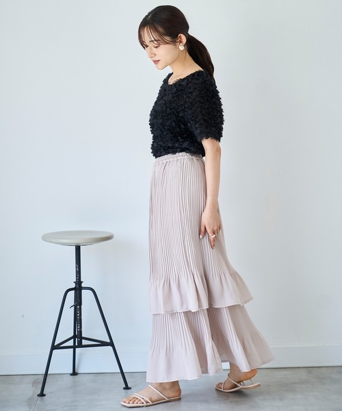 mil（ミル）の「チュールフリル シアークロップドトップス 【588110】（Tシャツ/カットソー・レディース・ブラック/アイボリー・XS/S）」の17枚目の写真