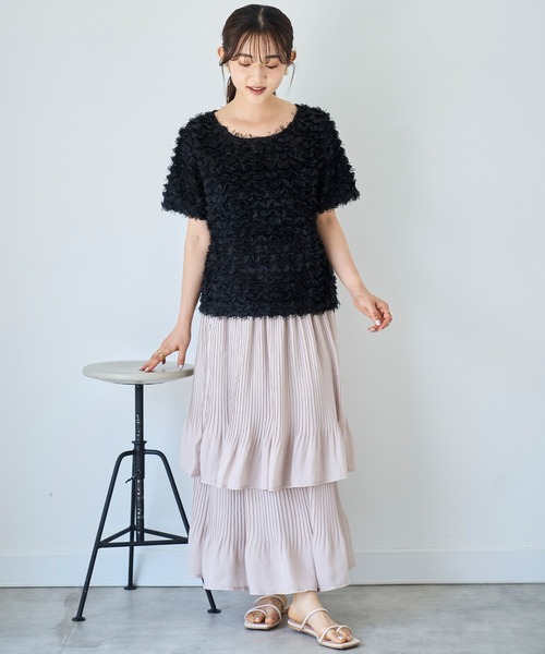 mil（ミル）の「チュールフリル シアークロップドトップス 【588110】（Tシャツ/カットソー・レディース・ブラック/アイボリー・XS/S）」の19枚目の写真