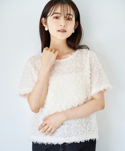 mil（ミル）の「チュールフリル シアークロップドトップス 【588110】（Tシャツ/カットソー・レディース・ブラック/アイボリー・XS/S）」の21枚目の写真