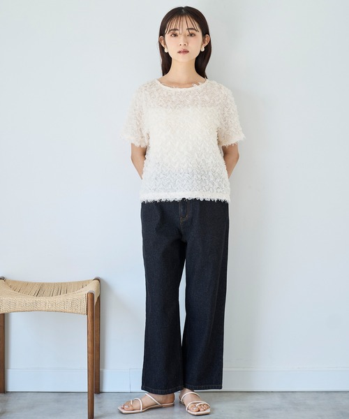 mil（ミル）の「チュールフリル シアークロップドトップス 【588110】（Tシャツ/カットソー・レディース・ブラック/アイボリー・XS/S）」の22枚目の写真