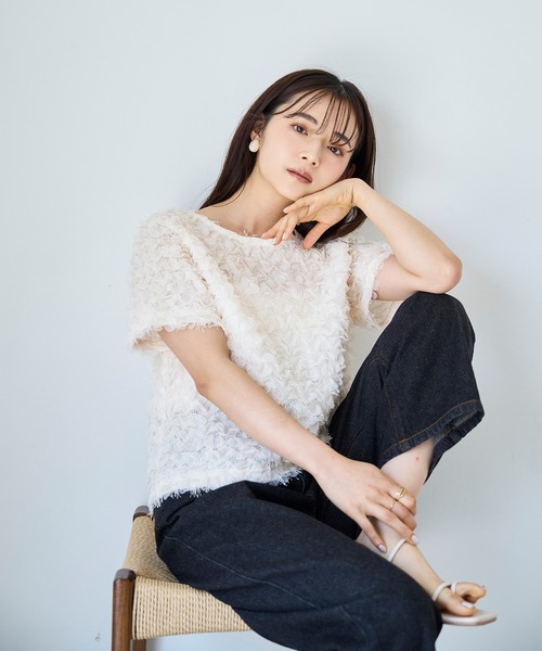 mil（ミル）の「チュールフリル シアークロップドトップス 【588110】（Tシャツ/カットソー・レディース・ブラック/アイボリー・XS/S）」の20枚目の写真