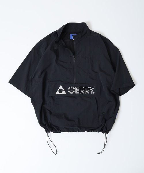 GERRY(ジェリー)の「GERRY ビックシルエット ナイロン 5分袖 ハーフジップ アノラック ジャケット(ナイロンジャケット・メンズ・ブラック・L/M)」の1枚目の写真