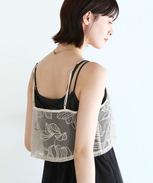 shetila(シェティラ)の「一目惚れ フラワーエンブロイダリービスチェ(キャミソール・レディース・ブラック/キナリ・FREE)」の7枚目の写真