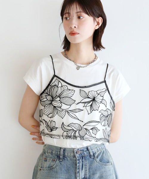 shetila(シェティラ)の「一目惚れ フラワーエンブロイダリービスチェ(キャミソール・レディース・ブラック/キナリ・FREE)」の13枚目の写真