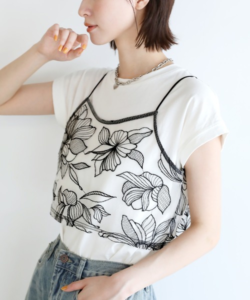 shetila(シェティラ)の「一目惚れ フラワーエンブロイダリービスチェ(キャミソール・レディース・ブラック/キナリ・FREE)」の16枚目の写真