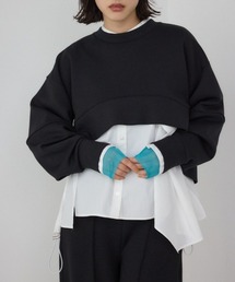 PLUS（プラス）の「【PLUS】ダンボールフレアショートトップス（スウェット）」