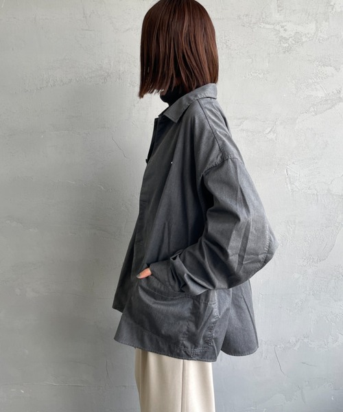 DANTON（ダントン）の「[DANTON/ダントン] ワンポイントロゴ シャツジャケット（シャツ/ブラウス・レディース・ブラック/グレー/キャメル・40/42）」の8枚目の写真