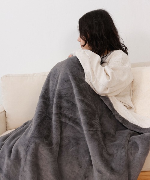 3way エコファー 裏ボアブランケット 100×140 無地 チェック柄