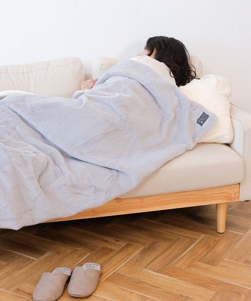 セール】3way エコファー 裏ボアブランケット 100×140 無地 チェック柄