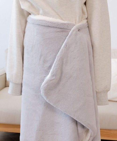 セール】3way エコファー 裏ボアブランケット 100×140 無地 チェック柄