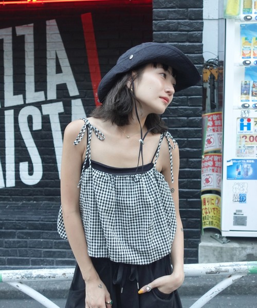 TEEN BOOP（ティーンブープ）の「リボンストラップバルーンキャミ（シャツ/ブラウス・レディース・チェック/ブラック/オフホワイト・FREE）」の3枚目の写真