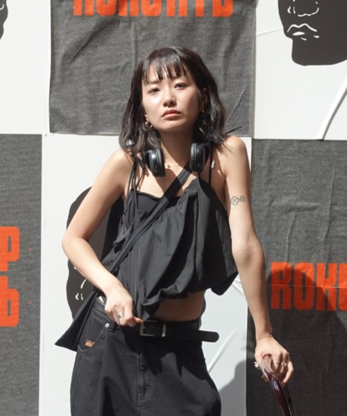 TEEN BOOP（ティーンブープ）の「リボンストラップバルーンキャミ（シャツ/ブラウス・レディース・チェック/ブラック/オフホワイト・FREE）」の2枚目の写真