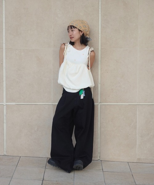 TEEN BOOP（ティーンブープ）の「リボンストラップバルーンキャミ（シャツ/ブラウス・レディース・チェック/ブラック/オフホワイト・FREE）」の19枚目の写真