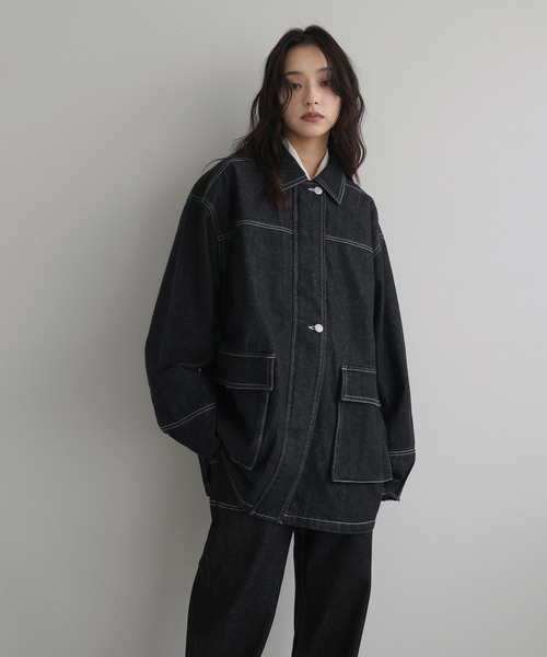 デニムミドルカバーオール（デニムジャケット）｜hellam（へラム