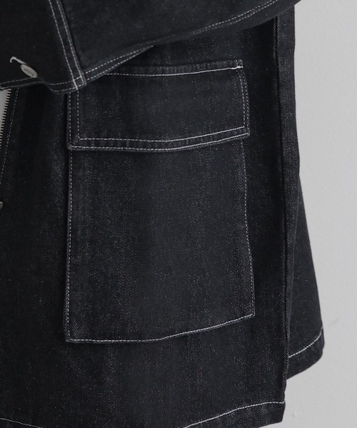 hellam（へラム）の「デニムミドルカバーオール（デニムジャケット・レディース・ブラック/インディゴブルー・FREE）」の10枚目の写真