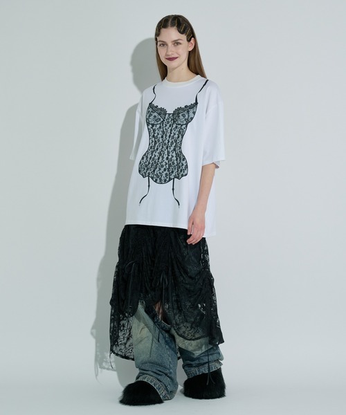 ANNA SUI NYC（アナ スイ エヌ ワイ シー）の「ランジェリープリントBIG Tシャツ（Tシャツ/カットソー・レディース・ホワイト/ブラック・FREE）」の12枚目の写真