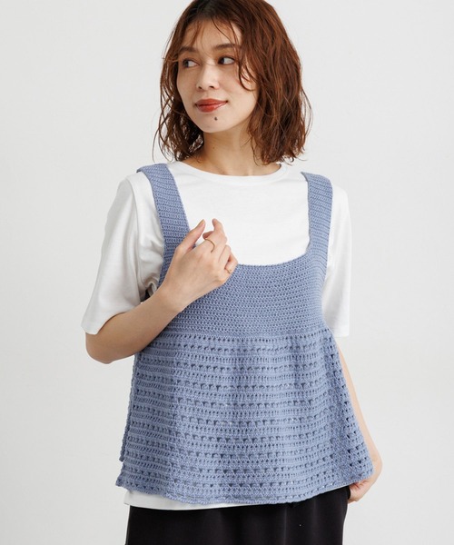 studio CLIP（スタディオクリップ）の「ニットビスチェ×Tシャツセット（Tシャツ/カットソー・レディース・ホワイト/ブラック/ライトブルー・FREE）」の3枚目の写真