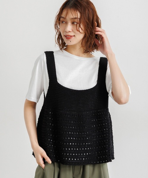 studio CLIP（スタディオクリップ）の「ニットビスチェ×Tシャツセット（Tシャツ/カットソー・レディース・ホワイト/ブラック/ライトブルー・FREE）」の2枚目の写真