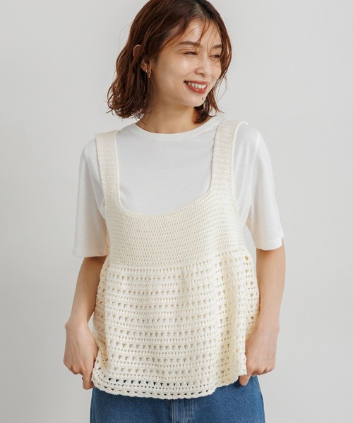 studio CLIP（スタディオクリップ）の「ニットビスチェ×Tシャツセット（Tシャツ/カットソー・レディース・ホワイト/ブラック/ライトブルー・FREE）」の13枚目の写真