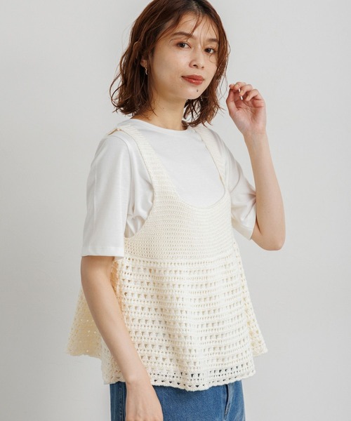 studio CLIP（スタディオクリップ）の「ニットビスチェ×Tシャツセット（Tシャツ/カットソー・レディース・ホワイト/ブラック/ライトブルー・FREE）」の14枚目の写真