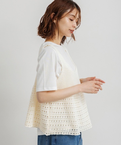 studio CLIP（スタディオクリップ）の「ニットビスチェ×Tシャツセット（Tシャツ/カットソー・レディース・ホワイト/ブラック/ライトブルー・FREE）」の15枚目の写真