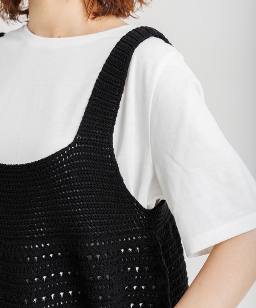 studio CLIP（スタディオクリップ）の「ニットビスチェ×Tシャツセット（Tシャツ/カットソー・レディース・ホワイト/ブラック/ライトブルー・FREE）」の4枚目の写真