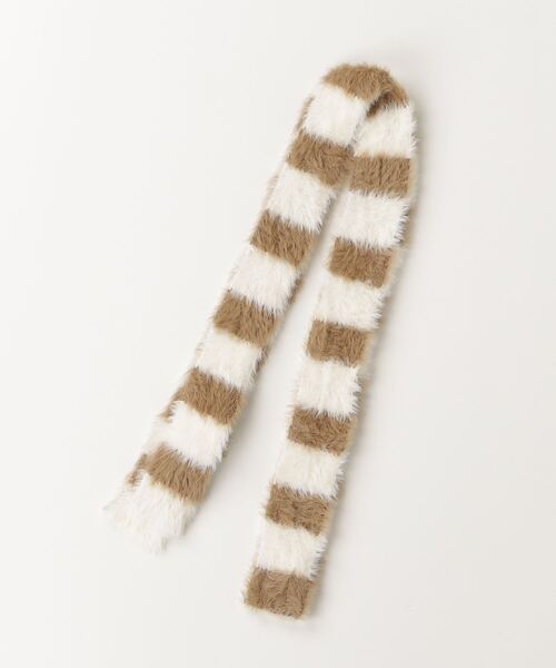 Per sist ence（パーシエンス）の「ボーダーシャギーニットスリムマフラー（マフラー・レディース・ベージュ/グリーン/ブルー/ブラック・ONE SIZE）」の3枚目の写真