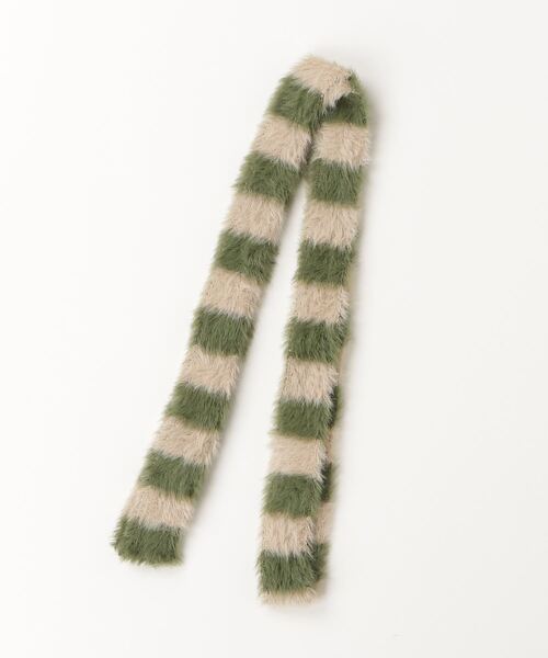 Per sist ence（パーシエンス）の「ボーダーシャギーニットスリムマフラー（マフラー・レディース・ベージュ/グリーン/ブルー/ブラック・ONE SIZE）」の4枚目の写真