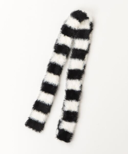 Per sist ence（パーシエンス）の「ボーダーシャギーニットスリムマフラー（マフラー・レディース・ベージュ/グリーン/ブルー/ブラック・ONE SIZE）」の2枚目の写真