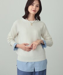 【洗える/ラメ】ボートネックニット