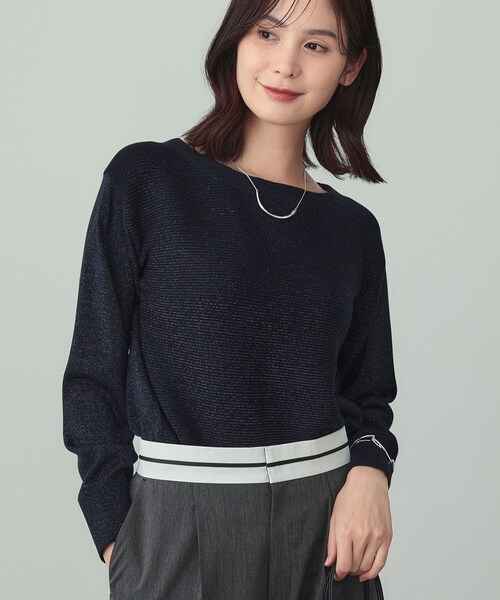 INDIVI（インディヴィ）の「【洗える／ラメ】ボートネックニット（ニット/セーター・レディース・ライトグレー系8/ボルドー/オフホワイト/ネイビー/ブルー系5・38/13/15 ）」の11枚目の写真