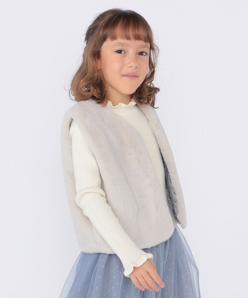SHIPS（シップス）の「SHIPS KIDS:100～140cm / フェイクファー リバティ ベスト（ベスト・キッズ・ホワイト系その他/ベージュ系その他・MEDIUM/LARGE/SMALL）」の3枚目の写真
