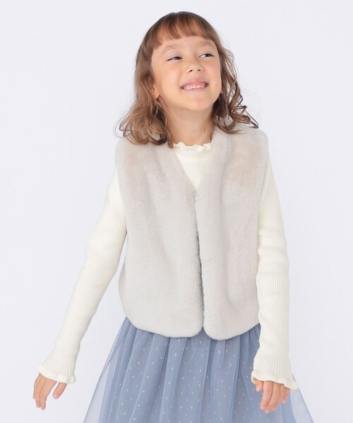 SHIPS（シップス）の「SHIPS KIDS:100～140cm / フェイクファー リバティ ベスト（ベスト・キッズ・ホワイト系その他/ベージュ系その他・MEDIUM/LARGE/SMALL）」の4枚目の写真