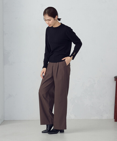 COMME CA ISM（コムサイズム）の「【ウォッシャブル】ベーシック　袖ボタンニット（ニット/セーター・レディース・ホワイト/ベージュ/レッド/ブラック・LARGE/MEDIUM）」の12枚目の写真