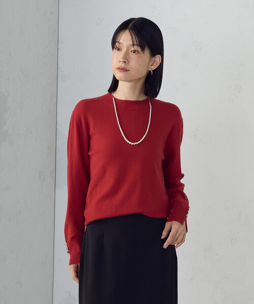 COMME CA ISM（コムサイズム）の「【ウォッシャブル】ベーシック　袖ボタンニット（ニット/セーター・レディース・ホワイト/ベージュ/レッド/ブラック・LARGE/MEDIUM）」の18枚目の写真