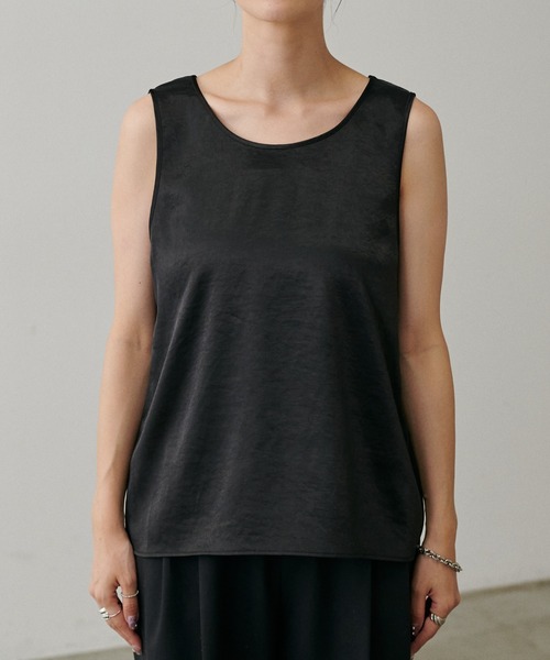 LARUTA（ラルータ）の「【LARUTA】[yurie推し] 前後2WAYレース＆サテンノースリセット（タンクトップ・レディース・ブラック/アイボリー・FREE）」の3枚目の写真